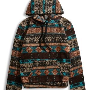 Zaful Brown and Blue Patterned Hoodie